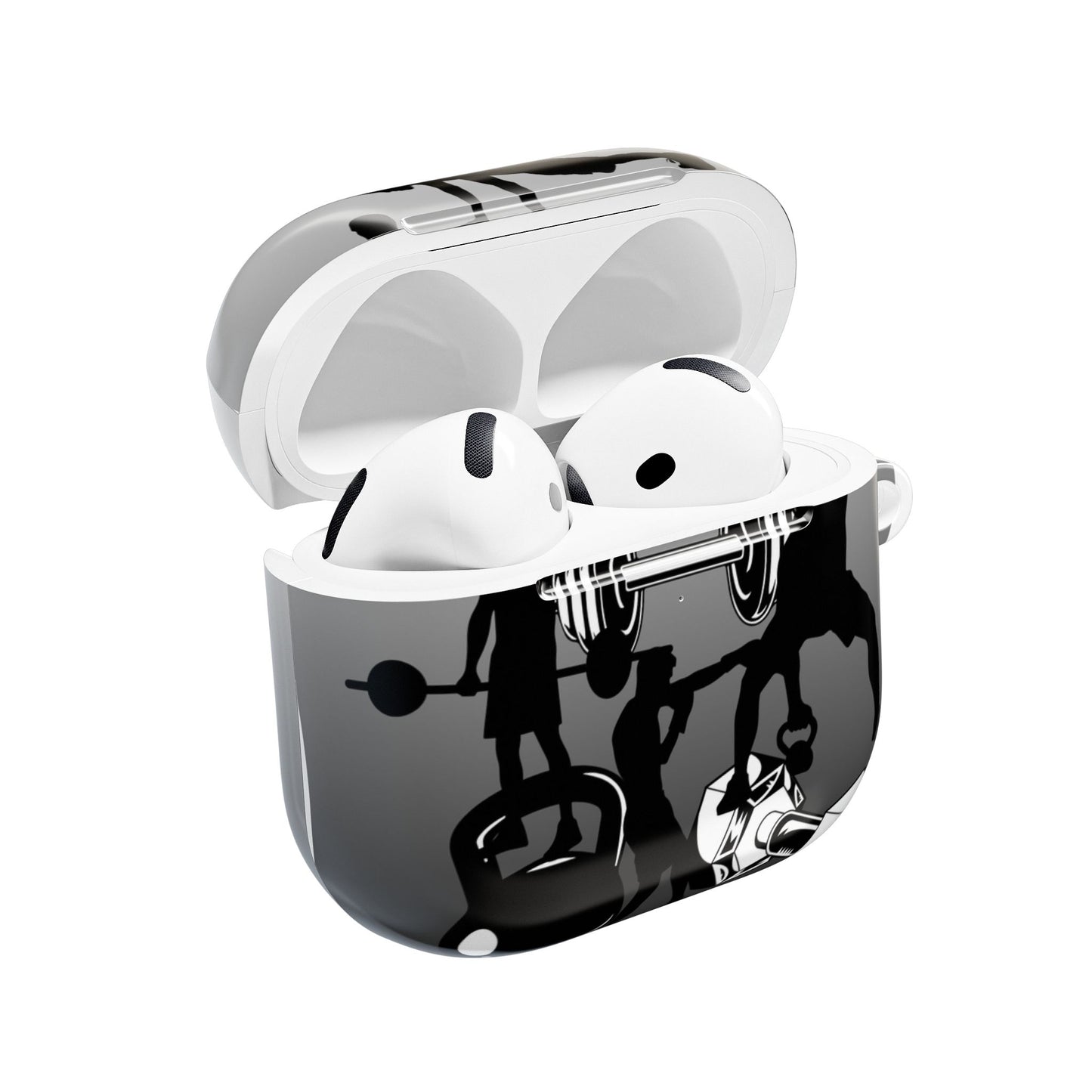 Workout Silhouette AirPod Case — Fitness Gym Weightlifting Design