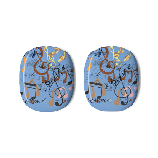AirPods Max Case — Blue Music Notes Decorative Shell