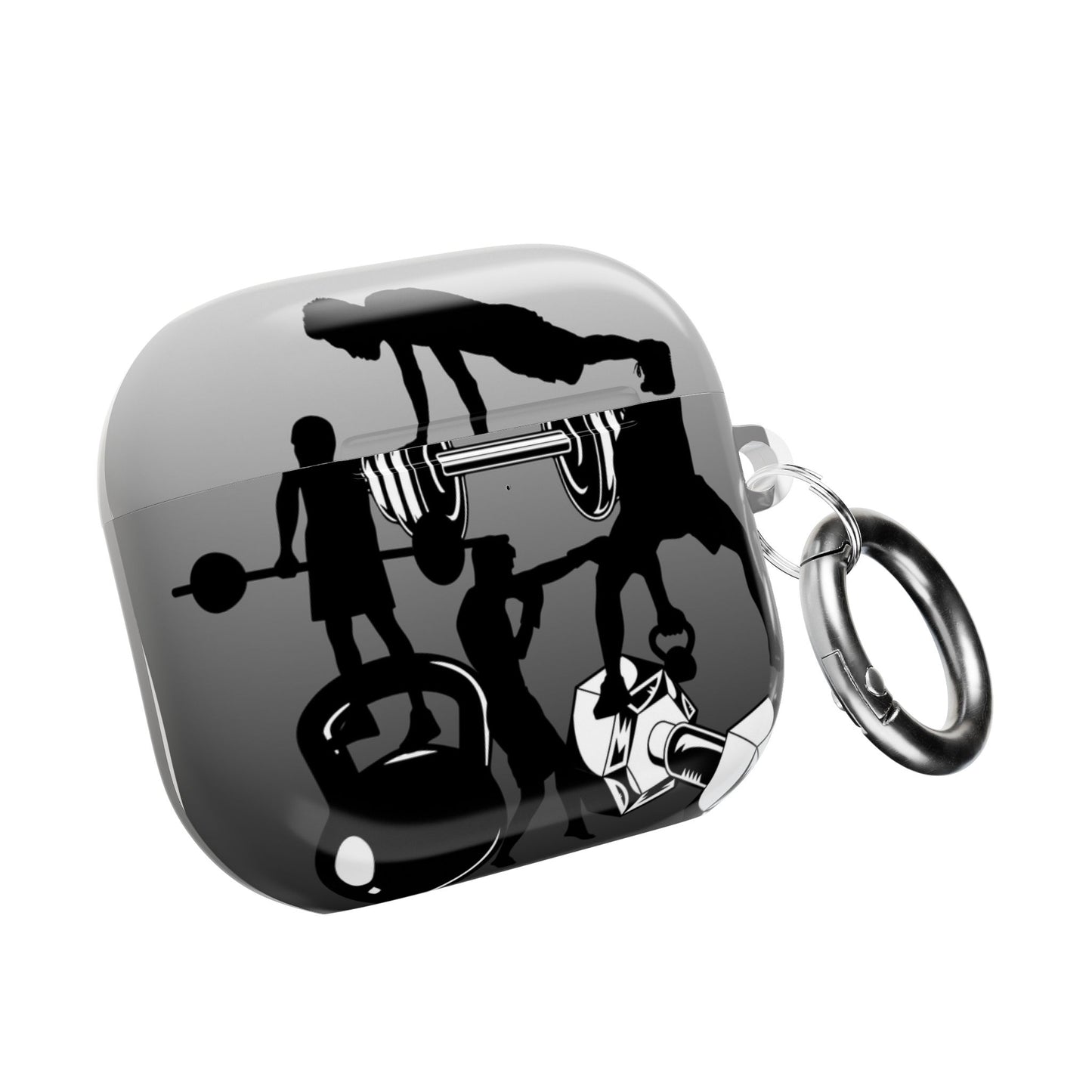 Workout Silhouette AirPod Case — Fitness Gym Weightlifting Design